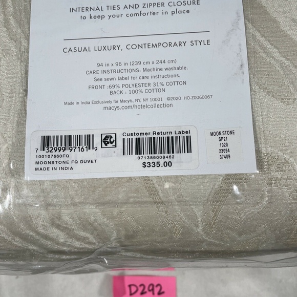 NIB Hotel Collection [ Full / Queen ] Moonstone Duvet Cover Only‎ - Picture 3 of 12